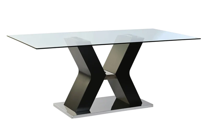 MESA COMEDOR CRISTAL TEMPLADO MDF 180X90X76 NEGRO