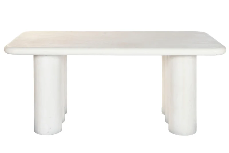 MESA COMEDOR RESINA MDF 180X90X79 RUGOSO BLANCO
