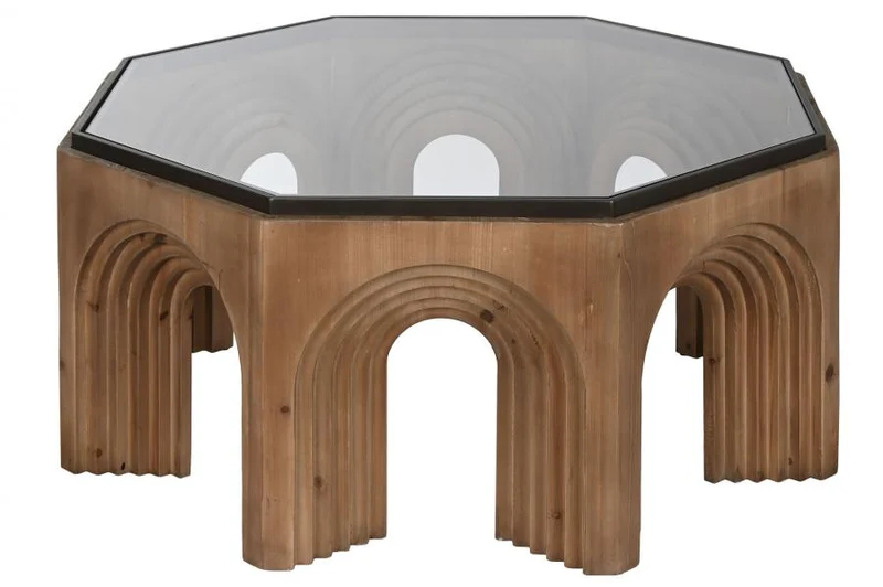 MESA CENTRO ABETO CRISTAL 99X99X46 ARCO MARRON