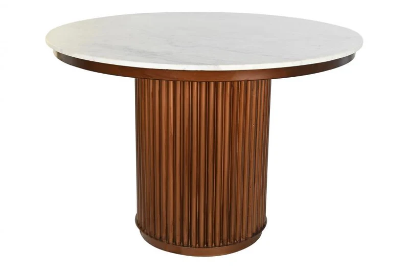 MESA COMEDOR MARMOL METAL 110X110X76 COBRIZO