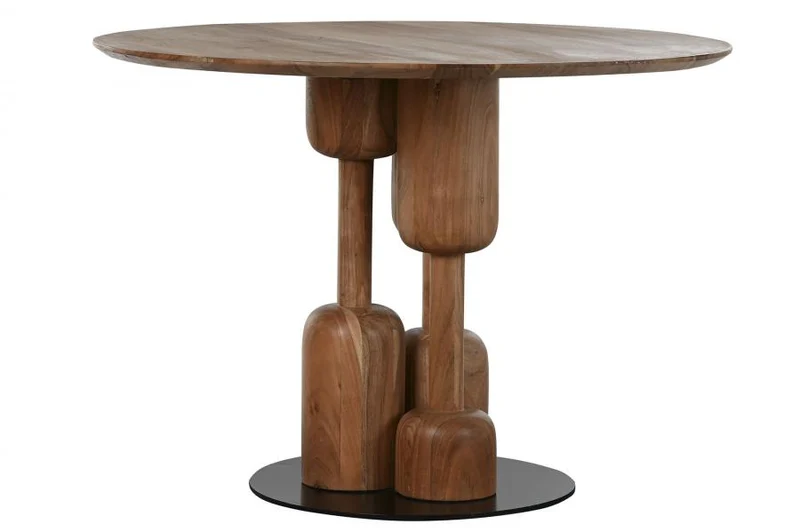 MESA REDONDA COMEDOR ACACIA METAL 106X106X76