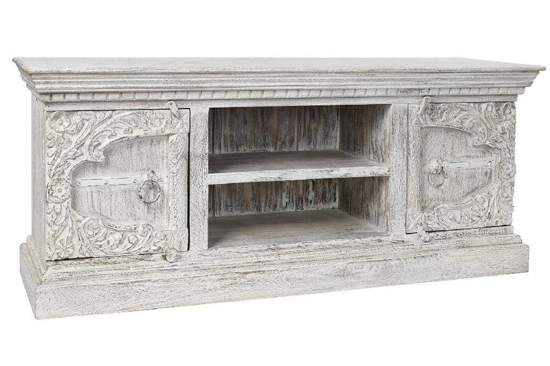 MUEBLE TV MANGO METAL 160X40X65 DECAPE BLANCO