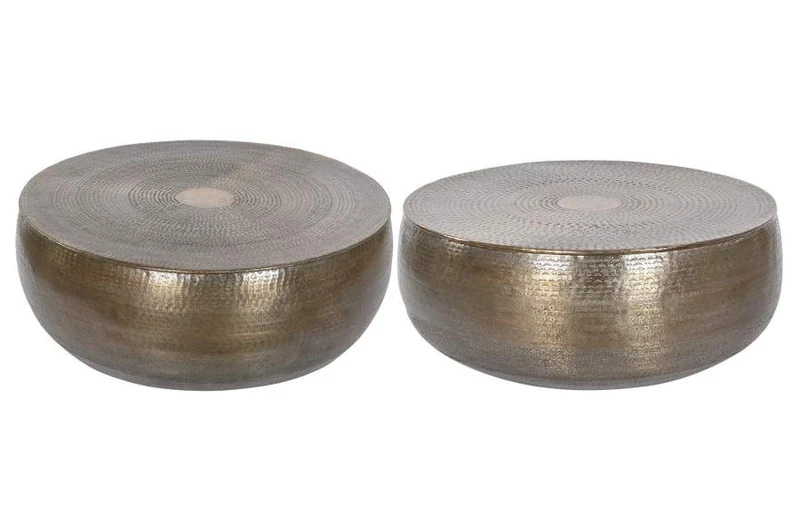 MESA CENTRO SET 2 ALUMINIO 120X120X45 DORADO
