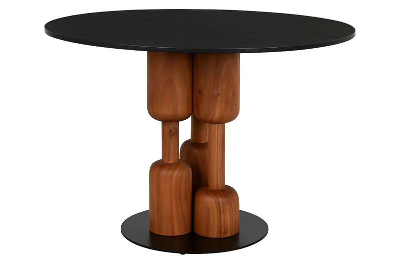 MESA REDONDA COMEDOR ACACIA MARMOL 106X106X76