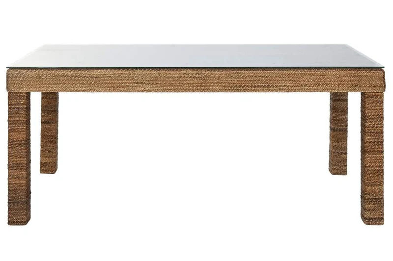 MESA COMEDOR FIBRA TECA 180X90X77 CRISTAL TEMPLADO