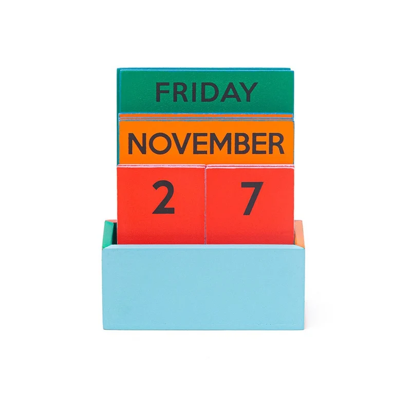 Calendario Pequeño de Madera Arcoiris