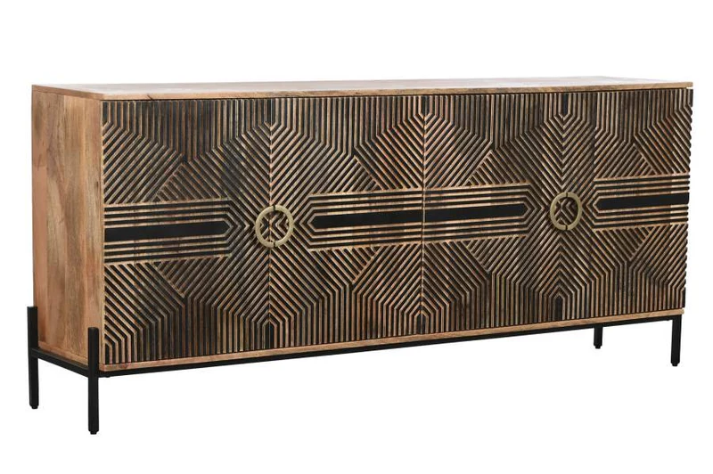 APARADOR MADERA MANGO 180X40X80 TALLADO NEGRO