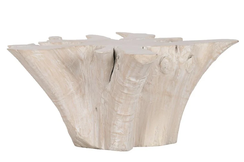 MESA CENTRO RAIZ DE TECA 90X90X44 DECAPE BLANCO