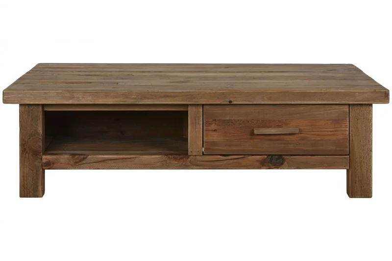 MESA CENTRO MADERA RECICLADA PINO 130X90X38