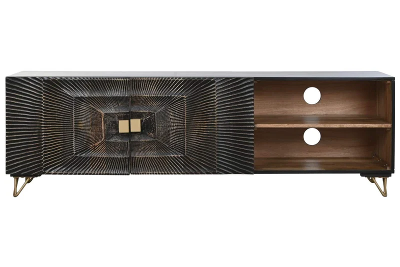 MUEBLE TV MANGO METAL 160X40X50 MANDALA NEGRO