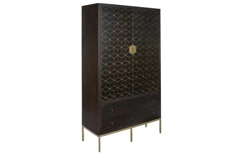 ARMARIO ACACIA METAL 100X40X175 MARRON OSCURO
