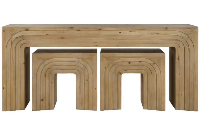 CONSOLA SET 3 ABETO MDF 180X40X80 ARCOS NATURAL