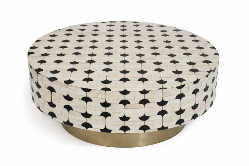 MESA CENTRO HUESO 100X100X42 TARACEA BICOLOR