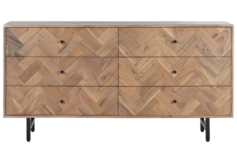 COMODA ACACIA METAL 150X40X76 MARRON CLARO