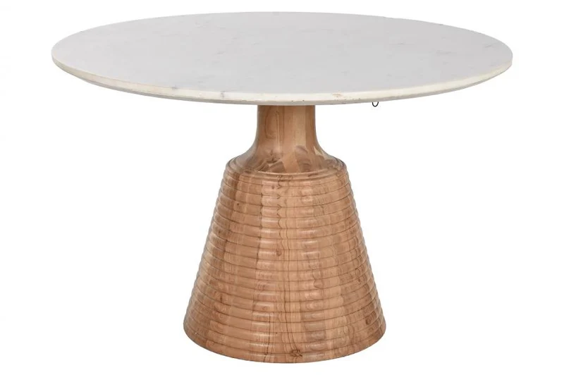 MESA COMEDOR ACACIA MARMOL 115X115X76 BLANCO