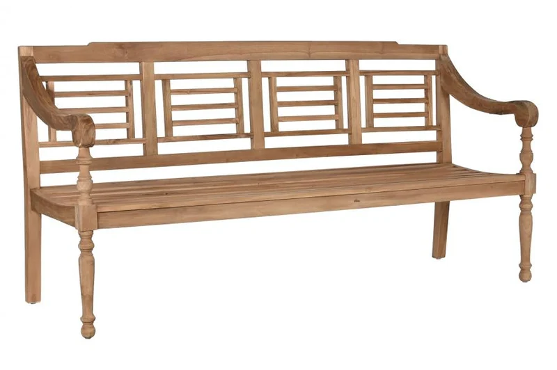 BANCO TECA 200X65X101 TALLADO NATURAL