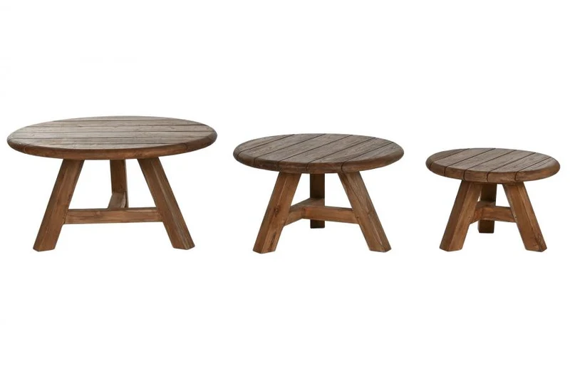MESA CENTRO SET 3 TECA RECICLADA 80X80X45