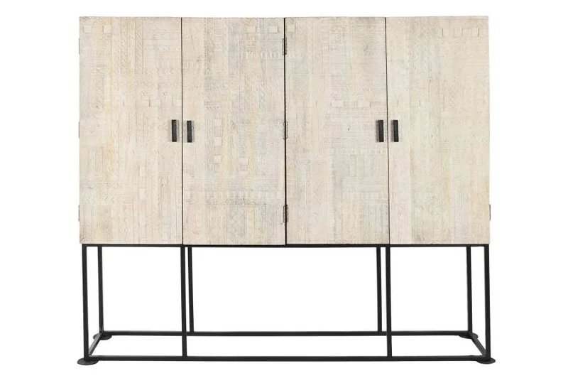ARMARIO MANGO METAL 180X40X160 TALLADO BLANCO