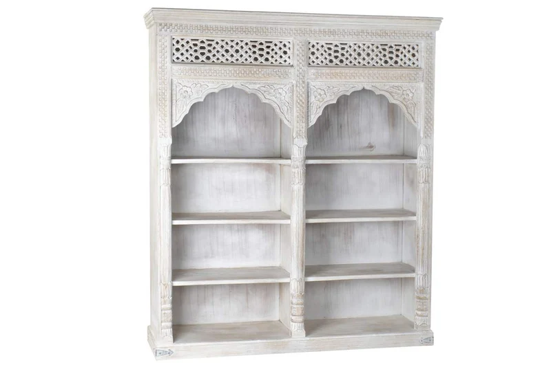 ESTANTERIA MANGO MDF 180X40X200 TALLADO BLANCO