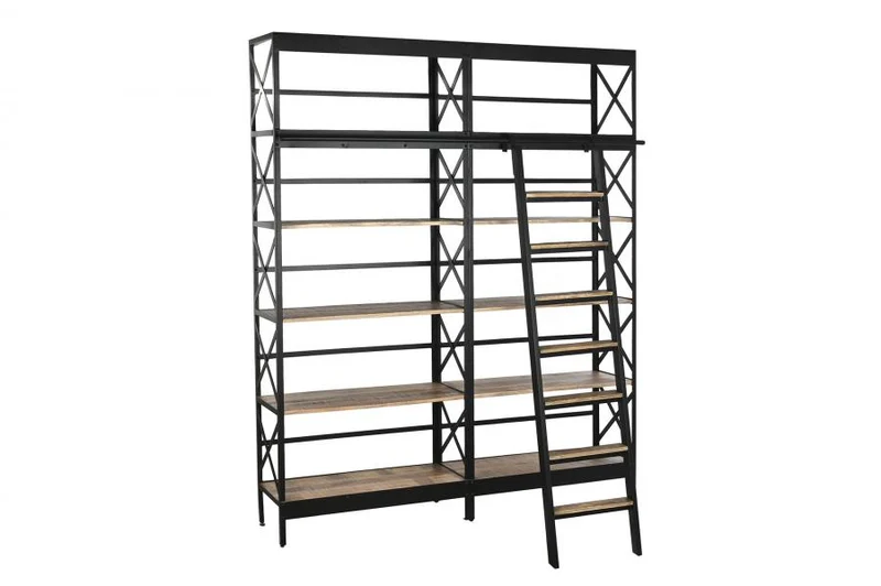 ESTANTERIA METAL MANGO 180X35X220 ESCALERA NEGRO