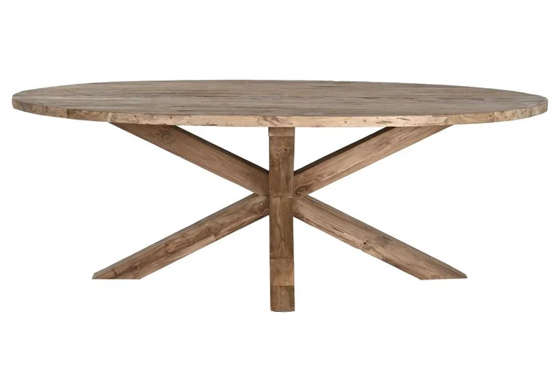 MESA COMEDOR TECA RECICLADA 220X120X78 OVALADA