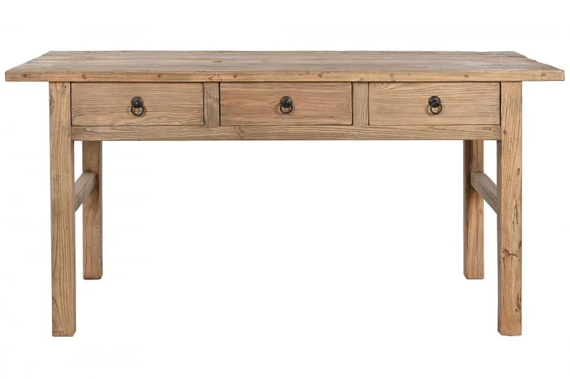 MESA OLMO MACIZO 169X75X85 3 CAJONES NATURAL