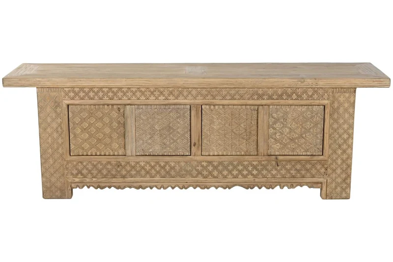 MUEBLE TV OLMO MACIZO 180X44X60 TALLADO NATURAL