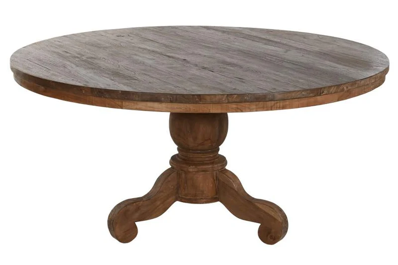 MESA COMEDOR TECA RECICLADA 160X160X78 PIE