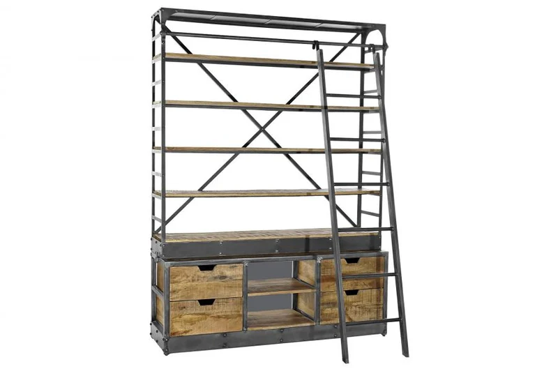 ESTANTERIA MADERA RECICLADA 164X47X226 ESCALERA