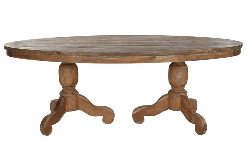 MESA COMEDOR TECA 220X110X78 DOBLE SOPORTE NATURAL
