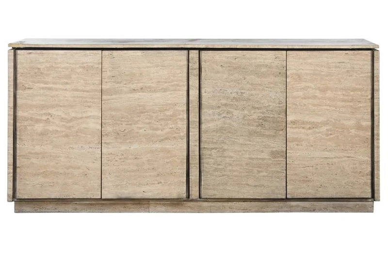 BUFFET MADERA MARMOL 180X40X85 TRAVERTINO NATURAL