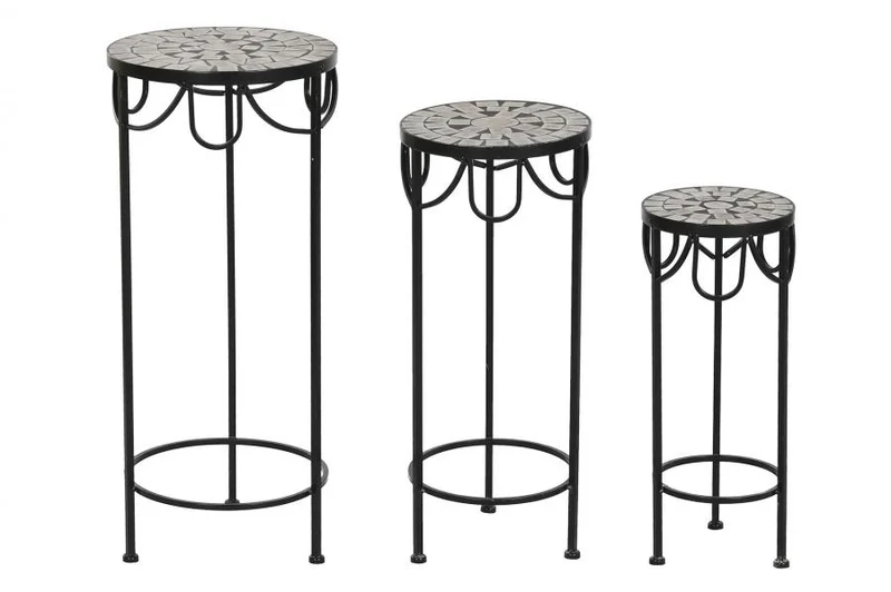 MESITA AUXILIAR SET 3 FORJA 30X30X69 MOSAICO