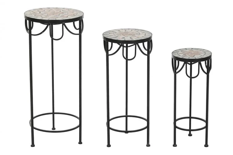 MESITA AUXILIAR SET 3 FORJA 30X30X69 MOSAICO