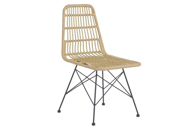 SILLA RATAN SINTETICO METAL 49X56X91 NATURAL