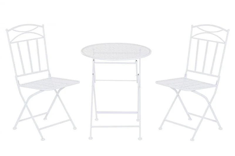 MESA SET 3 HIERRO 60X60X70 HOJAS BLANCO