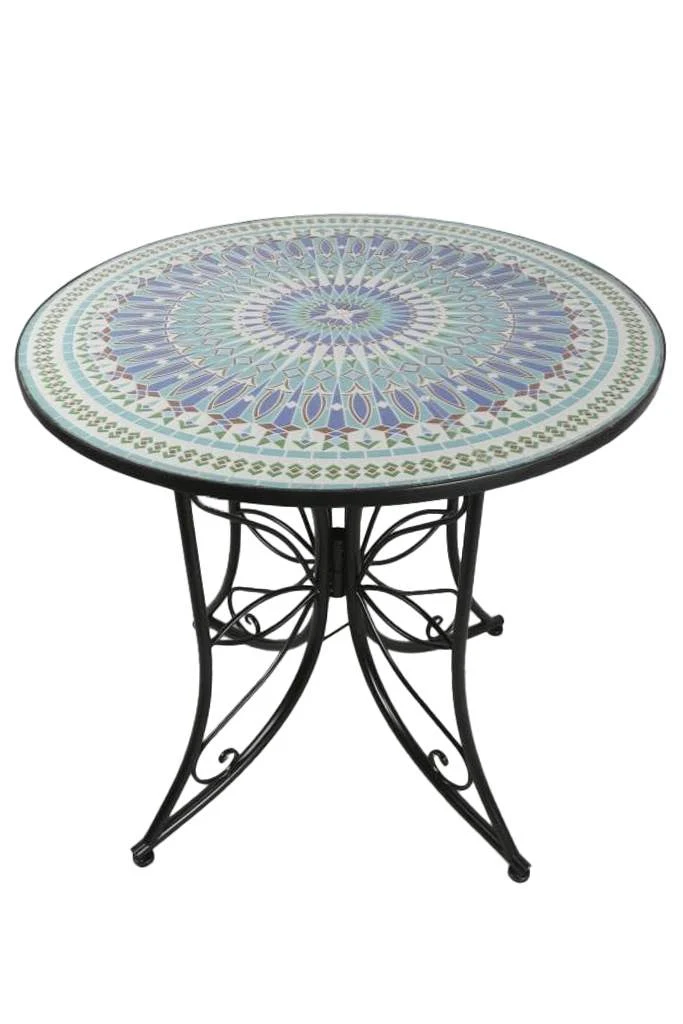 MESA REDONDA COMEDOR METAL CERAMICA 80X80X76 NEGRO