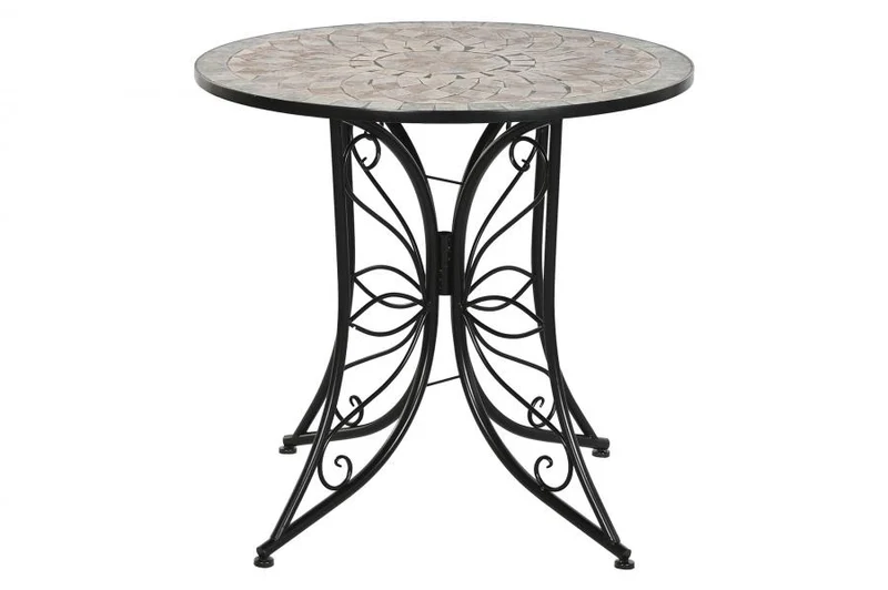 MESA REDONDA COMEDOR METAL CERAMICA 80X80X76 NEGRO