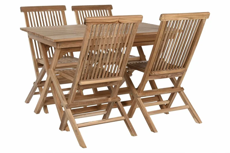 MESA COMEDOR SET 5 TECA 120X70X75 + 4 SILLAS PLEGA