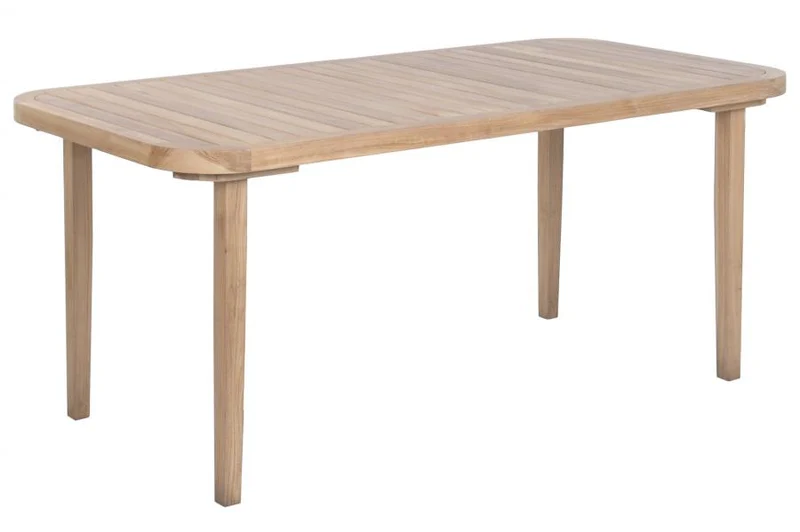 MESA COMEDOR TECA 180X90X77 REDONDEADO NATURAL