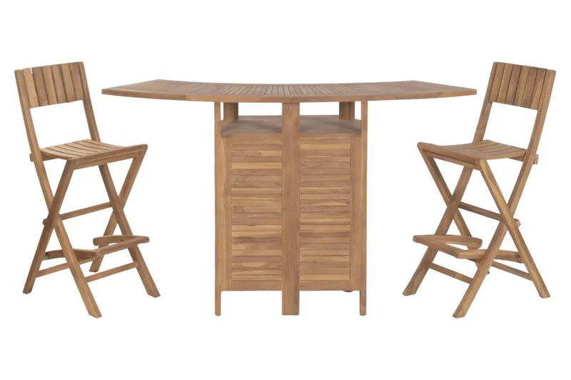 MUEBLE BAR SET 3 TECA 95X70X108 2 TABURETES