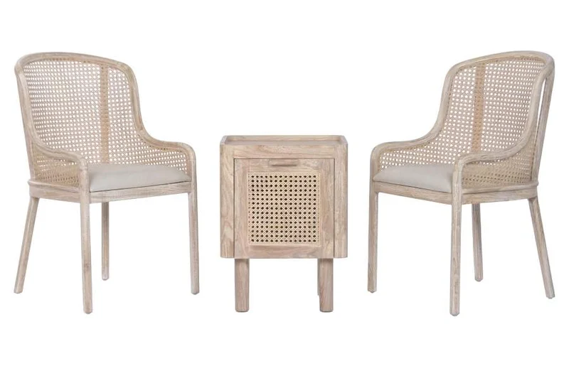SILLA SET 3 TECA RATAN 53X50X91 NATURAL
