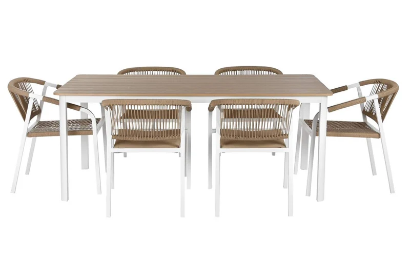 MESA COMEDOR SET 7 ALUMINIO 180X90X75 6 SILLAS