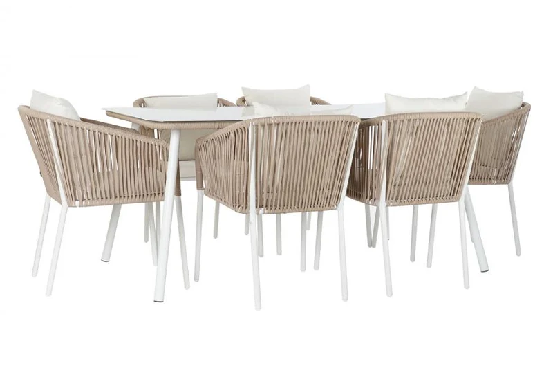 MESA COMEDOR SET 7 ALUMINIO 160X90X75 6 SILLAS CON