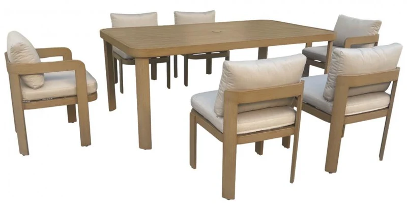 MESA COMEDOR SET 7 ALUMINIO 182X105X75 ESPUMA DENS