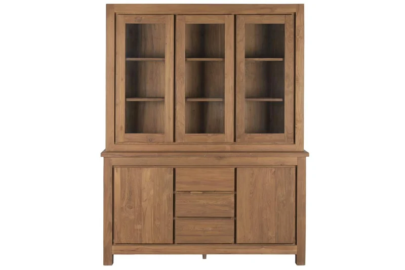 VITRINA TECA RECICLADA CRISTAL 164X47X211,5 MARRON