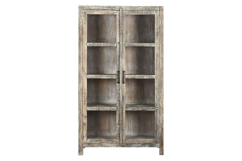 VITRINA MADERA RECICLADA 100X40X180 DECAPE BLANCO