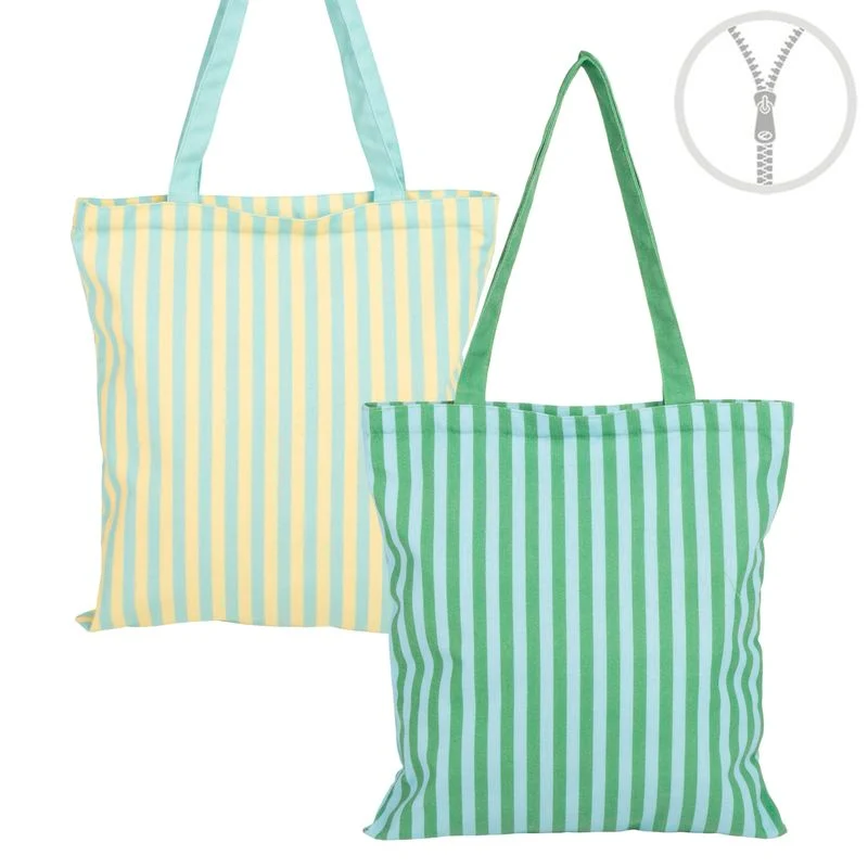 BOLSA ALGODON CON CREMALLERA RAYAS MULTICOLOR