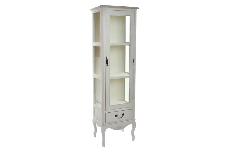 VITRINA MADERA CRISTAL 48X35X160 NATURAL BLANCO
