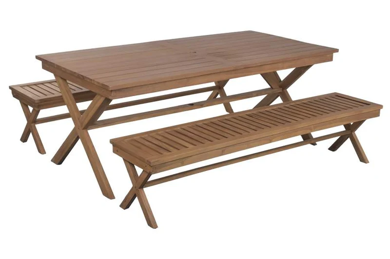 MESA SET 3 TECA 200X100X78 MARRON