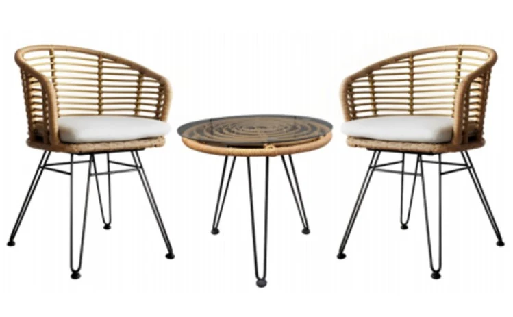 MESA SET 3 RATAN SINTETICO 56X59X76 CON COJIN
